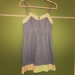 Chambray & lace spaghetti strap low back dress - S